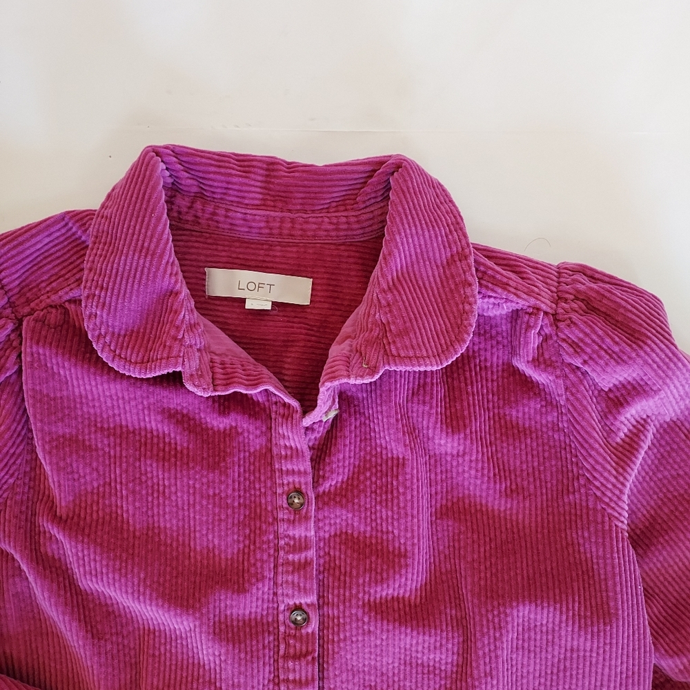 LOFT - Purple Corduroy Shirt with Pockets  Size Small - Picture 3 of 3